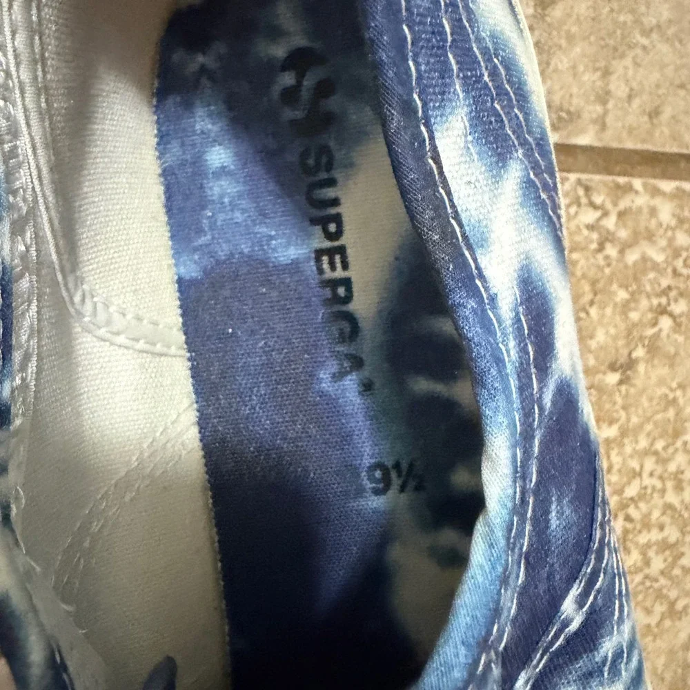 Superga Tie Dye Canvas Sneakers Women Blue White Low Top Shoes EU 39.5 / US 8.5